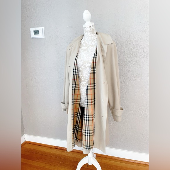 Burberry London Beige Trench Coat with Nova Check Lining Womens Size 12 - Picture 3 of 16